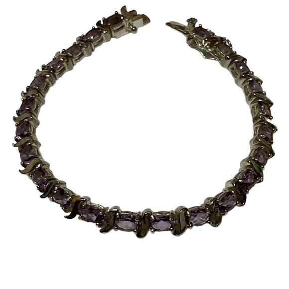 Sterling Silver Amethyst Tennis Bracelet - Picture 3 of 11